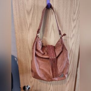 Roxy Brown Fringe Leather Shoulder Bag